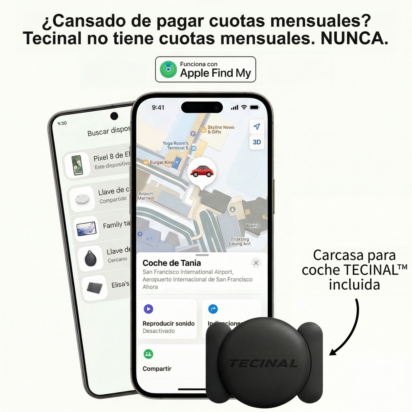 Tecinal™ Localizador GPS Antirrobo para Coche, Moto, Bicicleta, Caravana y Maletas