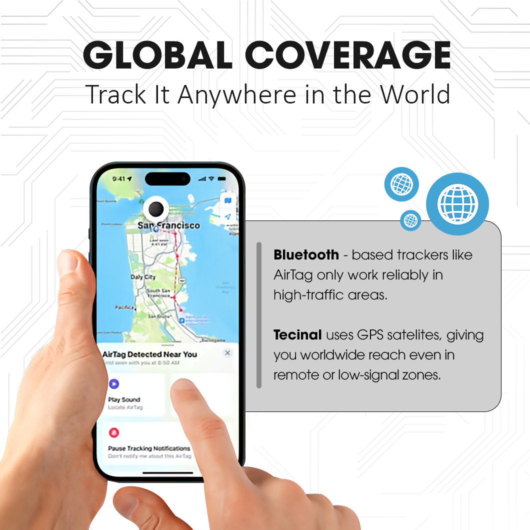 Tecinal GPS tracker with worldwide global coverage