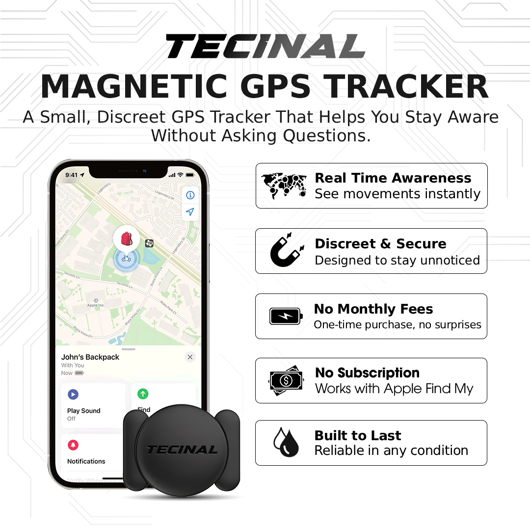 Tecinal Magnetic GPS Tracker - compact mini tracking device
